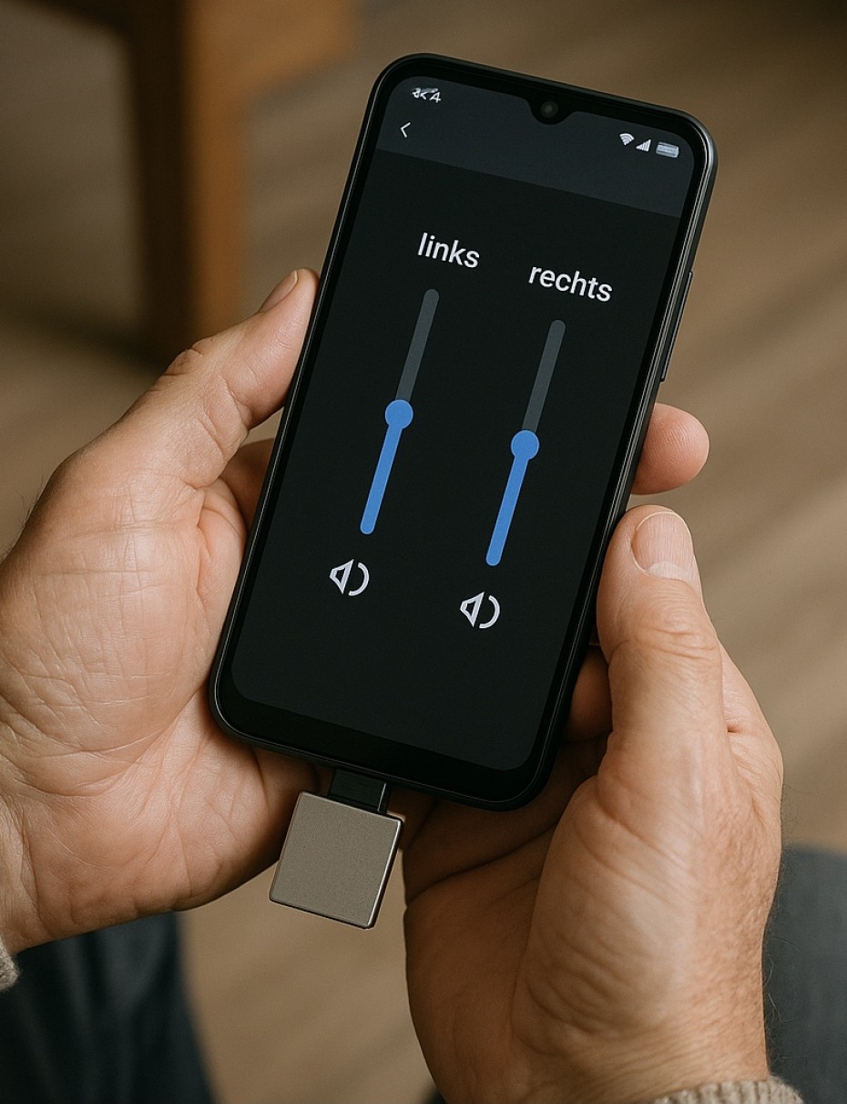 Smartphone mit Telefonadapter.